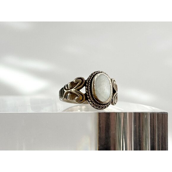 Thai Made Mother of Pearl Modernist 925 Sterling Silver Vintage Ring - sz 6.25 - Picture 12 of 12